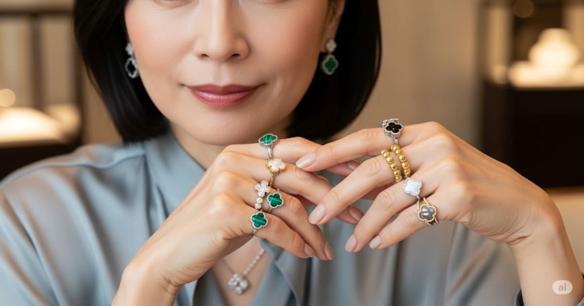 50代 ヴァンクリーフ 指輪 重ねづけ