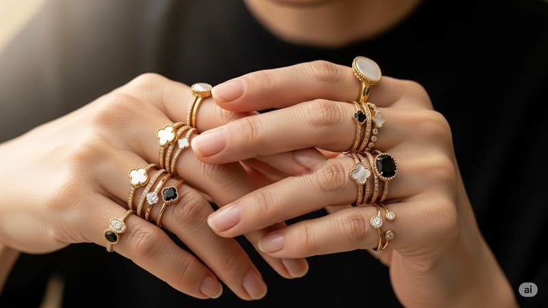 50代 ヴァンクリーフ 指輪 重ねづけ